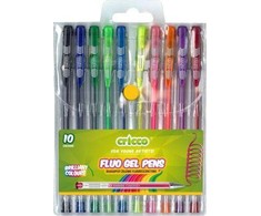Cricco fluorescenciniai geliniai rašikliai, 10 spalvų