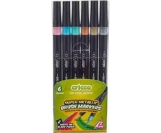 Cricco metaliniai teptukiniai markeriai, 6 spalvos