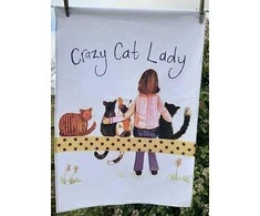 Crocodile Creek Virtuvinis rankšluostis TT38 Crazy Cat Lady Kociara