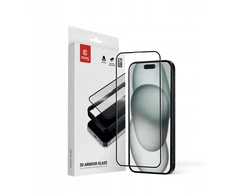 Crong 3D Armour Glass - 9H Tempered Full Glue Glass skirtas Apple iPhone 16 / Apple iPhone 15 + Installation Frame