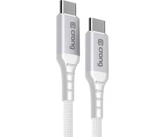 Crong Armor Link - 60W PD 3A USB-C to USB-C Cable 25cm baltas