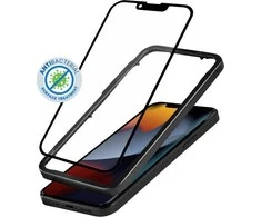 Crong Anti-Bacterial 3D Armor Glass – 9H grūdintas stiklas visam iPhone 13 mini + montavimo rėmelio ekranui