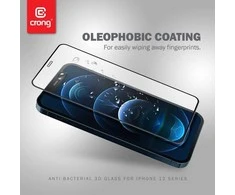 Crong Anti-Bacterial 3D Armor Glass – 9H grūdintas stiklas visam iPhone 12 Pro Max + montavimo rėmelio ekranui