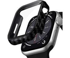 Crong Hybrid Watch Case - dėklas su stiklu skirtas Apple Watch 41mm Carbon