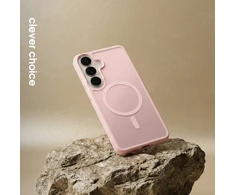 „Crong Crong Hybrid“ matinis magnetinis „MagSafe“ dėklas, skirtas „Samsung Galaxy A37 / A36“ (rožinis)