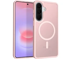 „Crong Crong Hybrid“ matinis magnetinis „MagSafe“ dėklas, skirtas „Samsung Galaxy A37 / A36“ (rožinis)