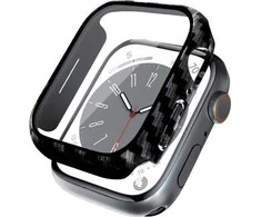Crong Hybrid Watch Case - dėklas su stiklu skirtas Apple Watch 45mm Carbon