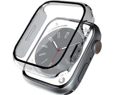 Crong Hybrid Watch Case - dėklas su stiklu skirtas Apple Watch 44mm Clear