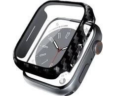 Crong Hybrid Watch Case - dėklas su stiklu skirtas Apple Watch 41mm Carbon