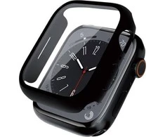 Crong Hybrid Watch Case - dėklas su stiklu skirtas Apple Watch 44mm Juodas