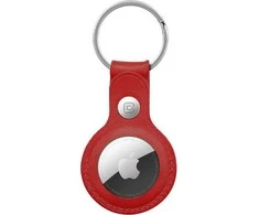 Crong Odinis dėklas su raktų pakabuku - odinis apsauginis pakabukas Apple AirTag Raudona