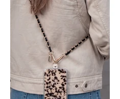 Dėklas Crong Phone Crossbody - Smycz do zawieszenia telefonu (Juodas Twist)