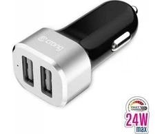 Crong Power automobilinis įkroviklis 24W su dviem USB prievadais (aliuminis)