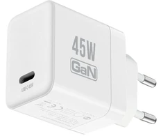 „Crong Ultra Compact GaN“ – USB-C 45 W PD 3.0 sieninis įkroviklis su PPS (baltas)