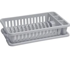 Indų džiovykla su padėklu CURVER BASIC KITCHEN ACCESORIES, balto granito spalvos, h9 x 26,5 x 42 cm