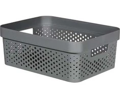Krepšelis CURVER Infinity RECYCLED, plastikinis, tamsiai pilkos spalvos, h14 x 27 x 36 cm, 11 L