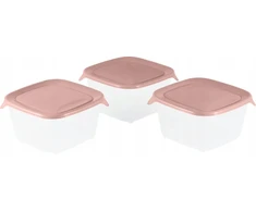 Curver maisto konteinerių rinkinys, 3 vnt., kvadratiniai, 3 x 1,2 l, „Fresh&amp;Go“, rožinis