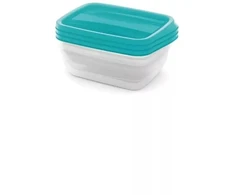 Curver Food container set rectangular 3x1L Vedo transparent turquoise