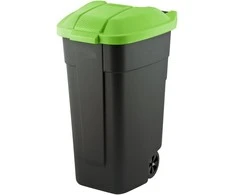 Curver Atliekų rūšiavimo konteineris 110L Juodas su žalia su dangčiu Ant ratų