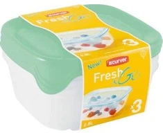 Maisto laikymo dėžučių rinkinys CURVER FRESH&amp;GO, h11 x 15,5 x 15,5 cm, 800 ml, 3 vnt.