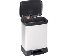 Curver Dviguba šiukšliadėžė su pedalu Deco, sidabrinė, 10l+18l