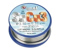 Cynel Spoiwo Litavimo užpildo metalas 97 % Sn, 3 % Cu, viela 2,5 mm, 100 g