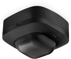 Steinel IR Quattro HD 24 m COM1 judesio ir prieblandos jutiklis, skirtas montuoti ant sienos, IP20, kvadratinis, juodas