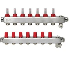 Reguliuojamas grindinio šildymo kolektorius Danfoss, su srauto matuokliais, SSM-F 10 žiedų