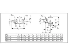 Danfoss Radiatoriaus vožtuvo kampinis 3/4 colio RLV-S 10 uždarymo svirtis - 003L0121