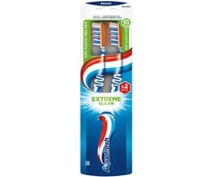 Colgate AQUAFRESH Extreme Clean dantų šepetėlis - vidutinio dydžio (vidutinio dydžio) DUO 2 vnt.