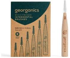 Dantų šepetėlis Georganics Georganics, bukinės medienos tarpdančių šepetėlis, kasdienei priežiūrai, 0,6 mm, 6 vnt.