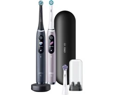 Oral-B Šepetėlis magnetinis iO Series 9 Duo 2 vnt. Juodas oniksas/rožinis kvarcas + papildomas antgalis