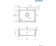 Deante granitinė virtuvinė plautuvė Deante Andante, ZQN_T103, Anthracite