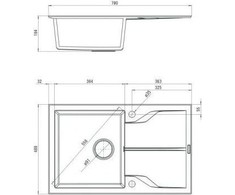 Deante granitinė virtuvinė plautuvė Deante Andante Flush, ZQN_S11F, Metallic pilkas