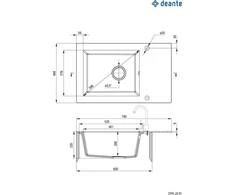 Stiklo-granito plautuvė Deante Andante Glass, ZSN_GL1C, Grafika/Metalinis grafitas