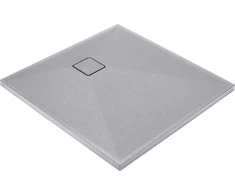 Kvadratinis granitinis dušo padėklas Deante Correo, Metallic pilkas, 90x90 cm