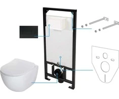 Potinkinis WC komplektas Deante Peonia 6in1, CDEN6ZPW, Baltas/Nero