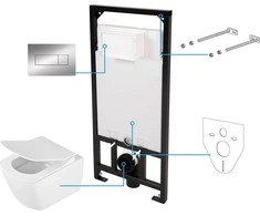 Potinkinis WC komplektas Deante Anemon 6in1, CDZS6ZPW, Baltas/Chrome