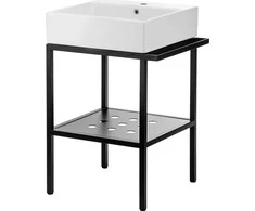 Praustuvas Deante Temisto su pastatoma konsole, 56.5x40 cm, CDTS6U4S, Baltas/Juodas