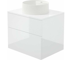 Deante Prizma spintelė su granitiniu praustuvu, 60x52x47 cm + 36 cm, Baltas gloss + Alabaster (SD6B6SAU4B)
