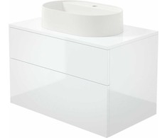 Deante Prizma spintelė su granitiniu praustuvu, 80x52x47 cm + 55x35 cm, Baltas gloss + Alabaster (SD6B8SAU6B)