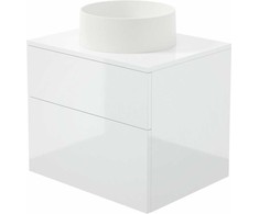 Deante Prizma spintelė su granitiniu praustuvu, 60x52x47 cm + 36 cm, Baltas gloss + Alabaster (SD6B6SAU4S)