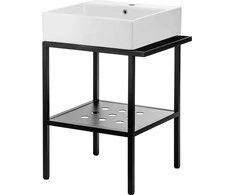 Praustuvas Deante Temisto su pastatoma konsole, 66.5x50 cm, CDTS6U6S, Baltas/Juodas