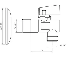 Deante kampinis vožtuvas su filtru 1/2"x3/8" (VFA_B62M)