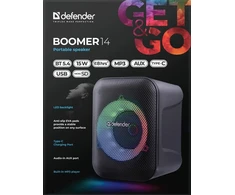 Defender Nešiojama kolonėlė BOOMER 14 Bluetooth 15W MP3/USB/AUX/LED juoda