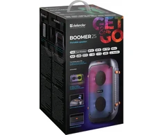 Defender Nešiojama kolonėlė BOOMER 25 Bluetooth 25W MP3/FM/SD/USB/AUX/TWS/LCD/RGB/MIC equalizer pilot mikrofon KARAOKE juoda