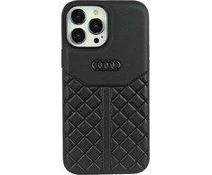 Audi Genuine Leather Apple iPhone 13 Pro / 13 6.1″ juodos spalvos kietas dėklas AU-TPUPCIP13 P-Q8/D1-BK