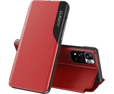 Hurtel Eco Leather View dėklas skirtas Xiaomi Redmi Note 11 Pro+ 5G (China) / 11 Pro 5G (China) / Mi11i HyperCharge / Poco X4 NFC 5G, raudonas
