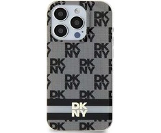 DKNY DKHMN61HCPTSK Apple iPhone 11 Xr 6.1 inch juodos spalvos kietas dėklas IML Checkered Mono Pattern &amp; Printed Strip