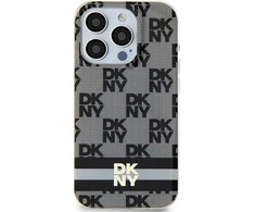 Apple iPhone 13 / 14 / 15 DKNY dėklas IML Checkered Mono Pattern &amp; Printed Stripes MagSafe (DKHMP14SHCPTSK) juodos spalvos